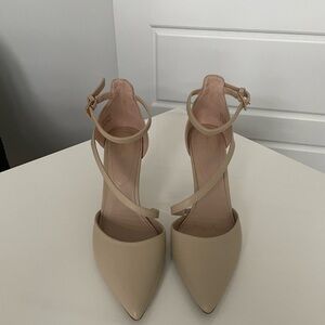 Nude Strappy Pointed Toe Heels